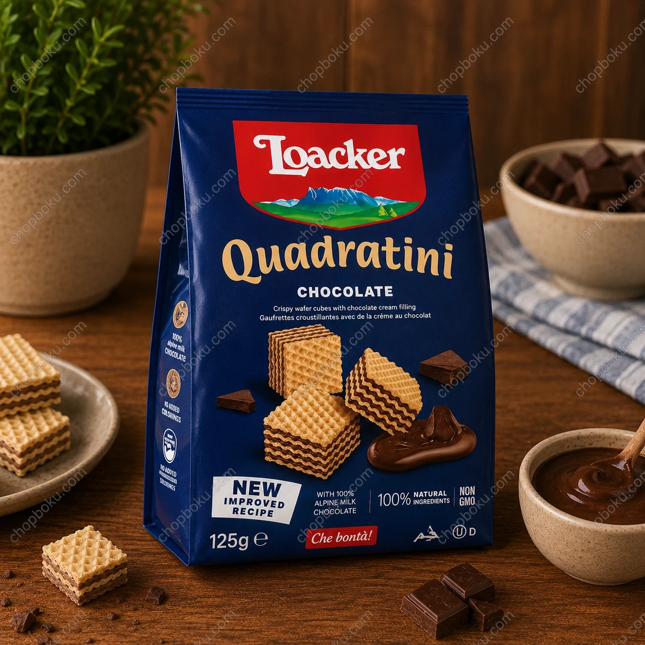 Loacker Quadratini Chocolate Wafer Cubes 125g