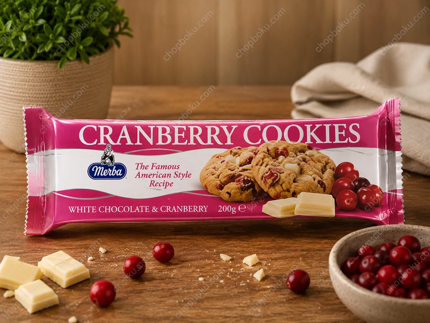 Merba Cranberry White Chocolate Cookies 200g