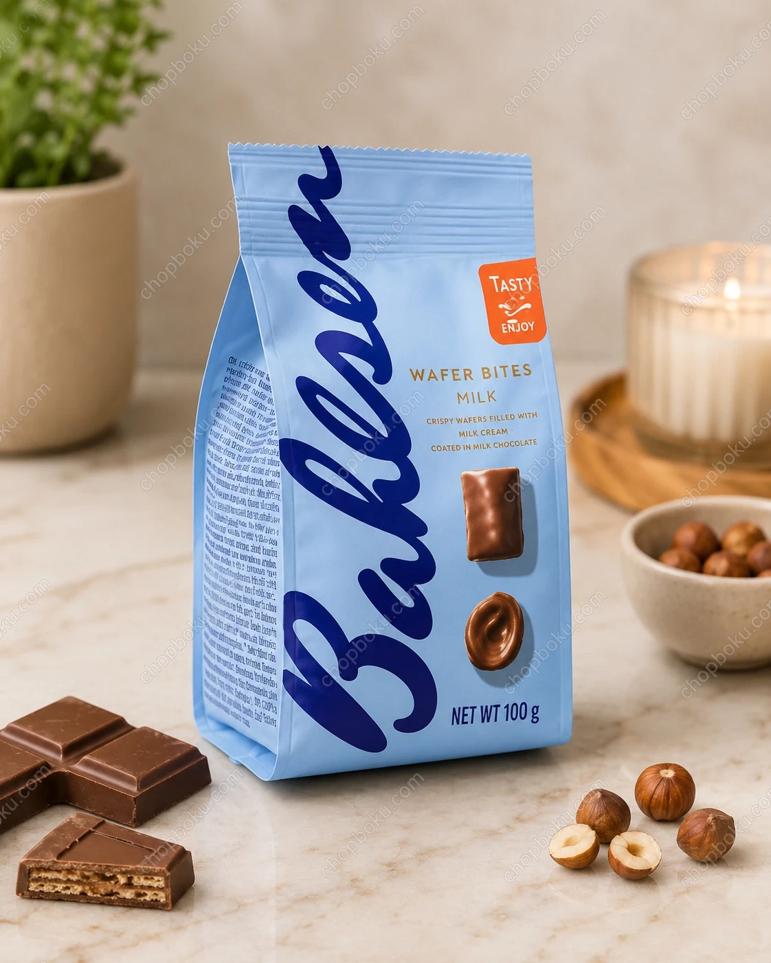 Bahlsen Waffeletten Minis Milk Chocolate Wafer Rolls 100g