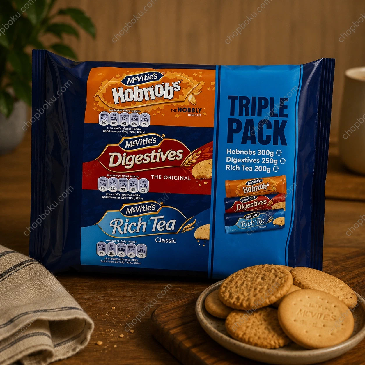 McVitie's Triple Pack Assorted Digestives & Cream Biscuits 450–600g